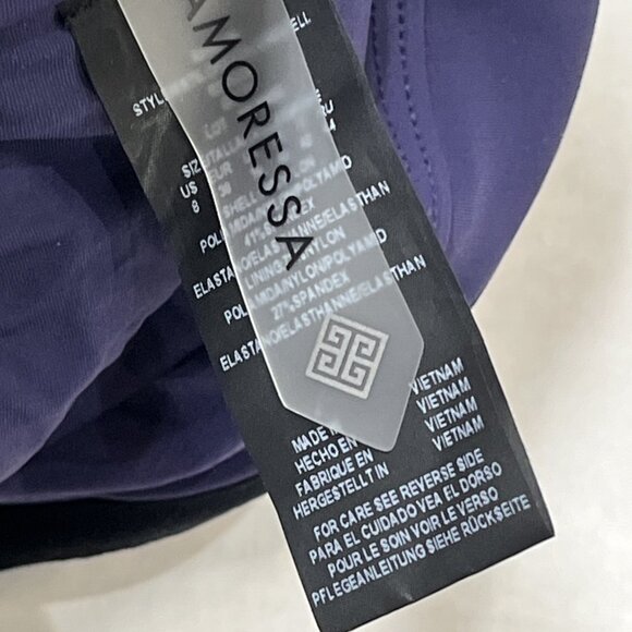 Amoressa Swimsuit Womens 8 Blue Amaya One Piece Crossover Beaded Belt Resort - Picture 6 of 7